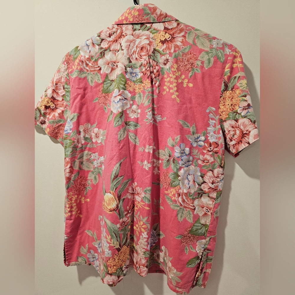 Lauren Ralph Lauren Floral Pink Short Sleeve Button Down Shirt Size Petite SMALL - Picture 4 of 4